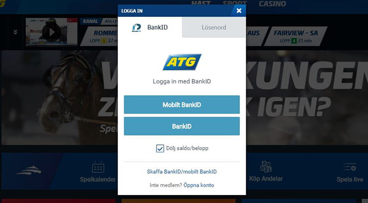 BankID betalning hos spelsajten ATG