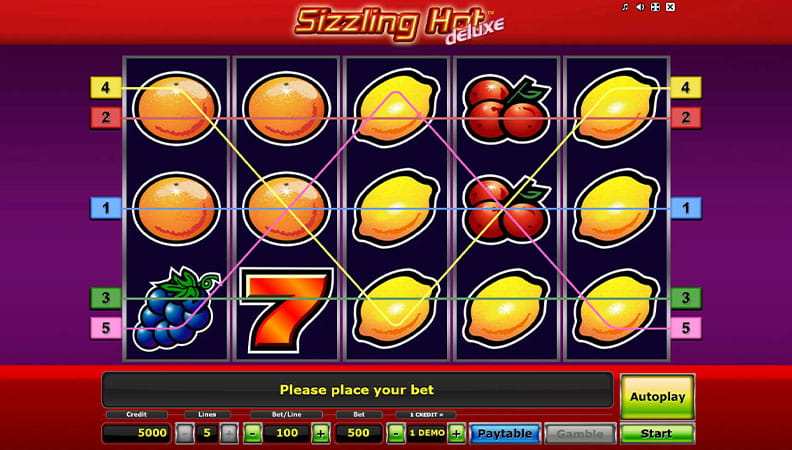 Sizzling Hot Deluxe demo spel.