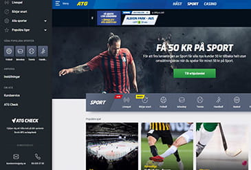 Sportsidan hos spelsajten ATG