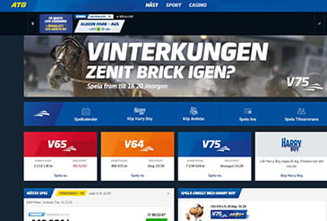 Startsidan hos spelsajten ATG