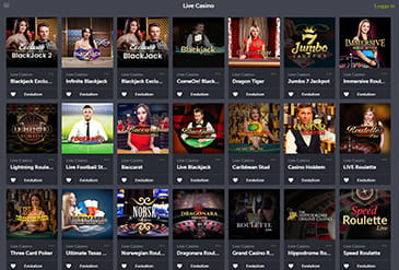 ComeOn! Casinos spelsida där casinospelen syns samt möjligheten att logga in som gäst eller öppna ett konto.