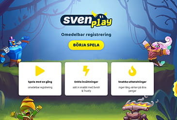 Startsida hos Svenplay casino