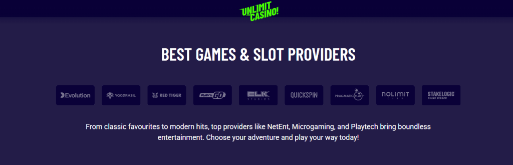 Spelutbudet hos Unlimit