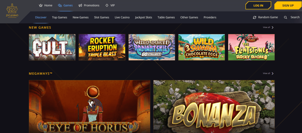Spelutbudet hos 21casino.com