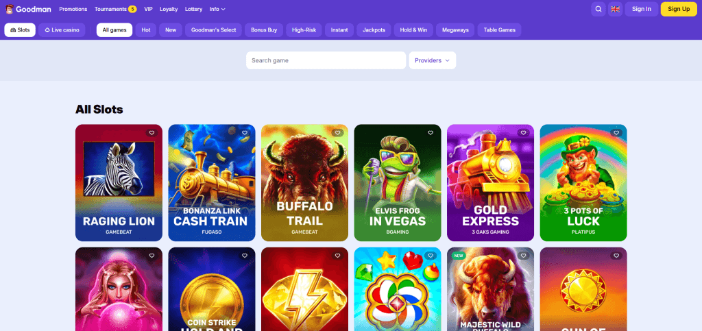 Spelutbudet hos goodmancasino.com